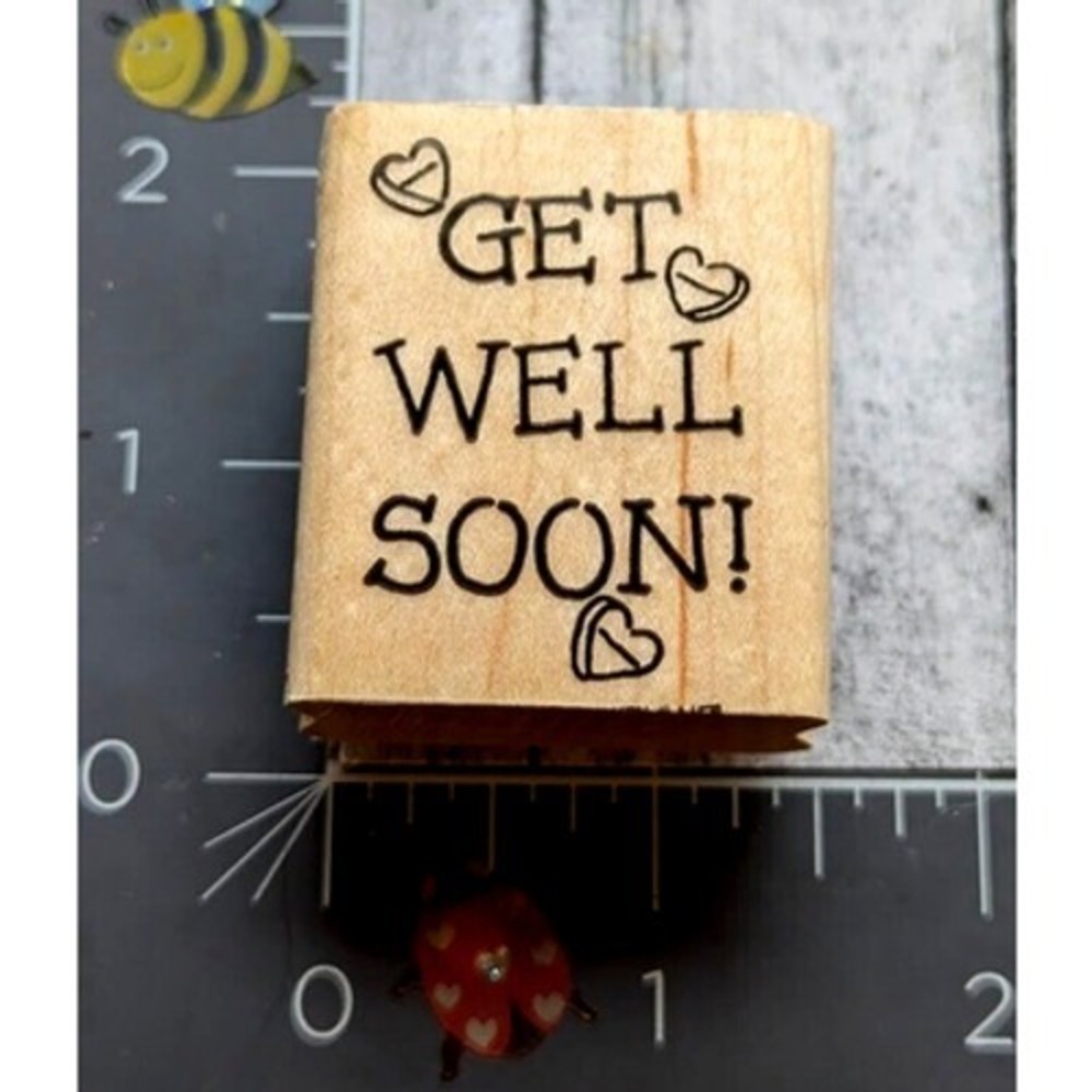 Stampin' Up! Get Well Soon Hearts Rubber Stamp Wood #F75